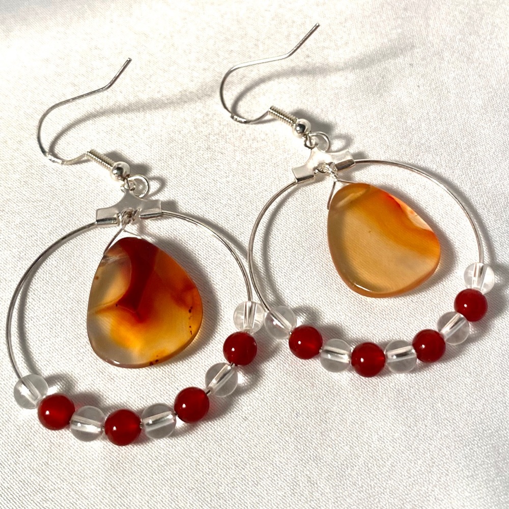 CARNELIAN Layered Hoops - Picture 2 of 5